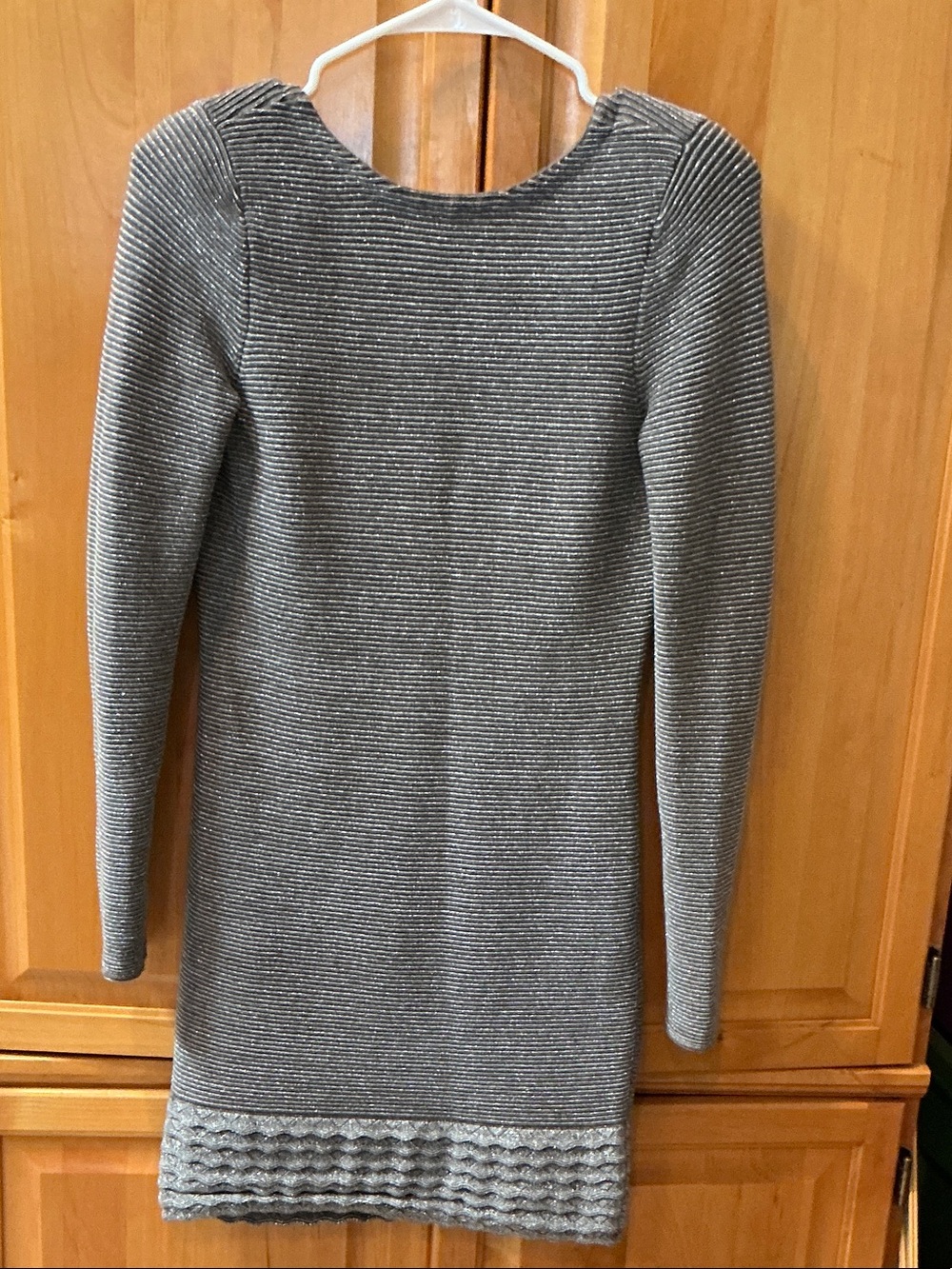 Women's Gray Long-Sleeve Knit Dress